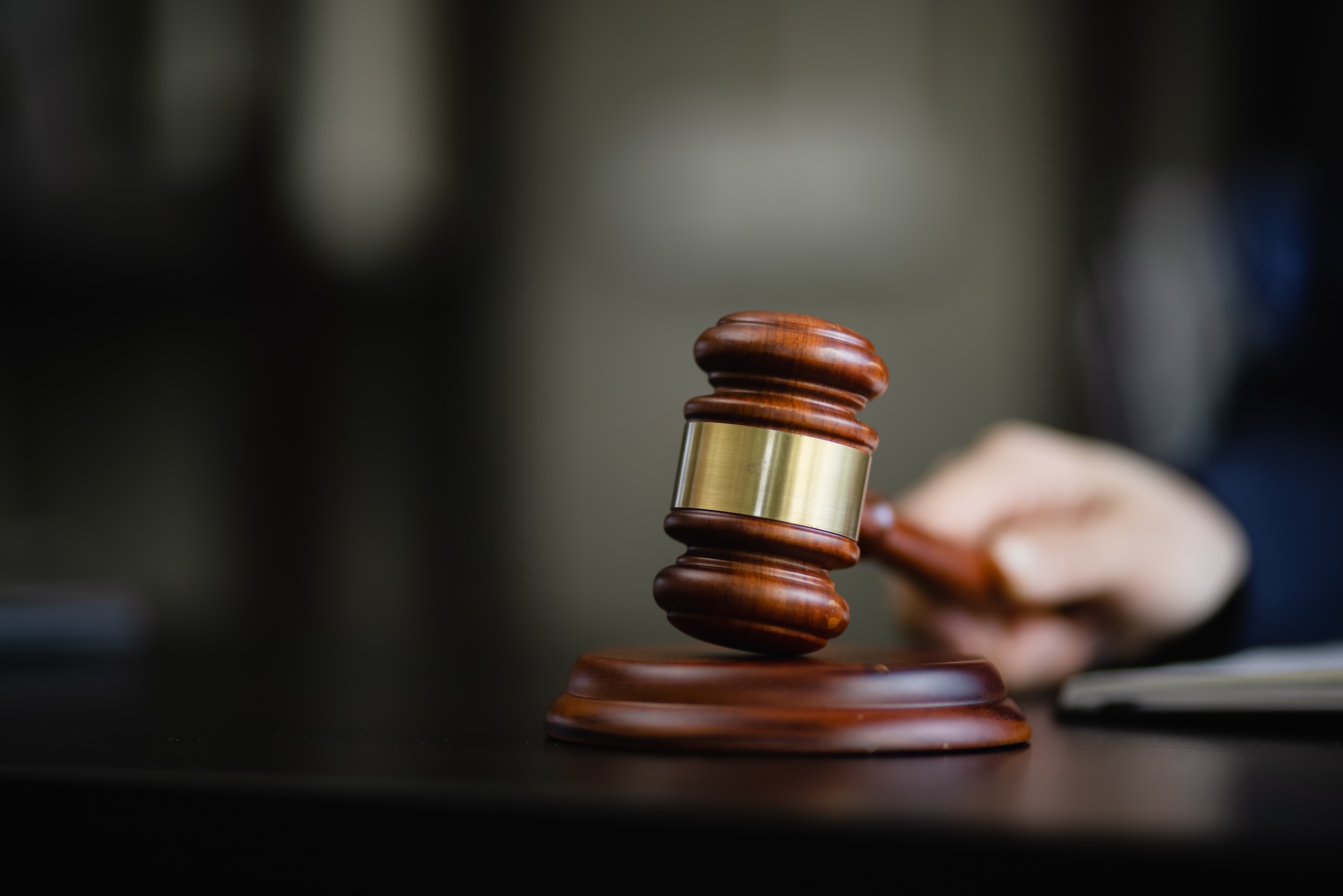 wooden gavel, a wooden legal gavel on an office desk, Judge gavel, Law,
